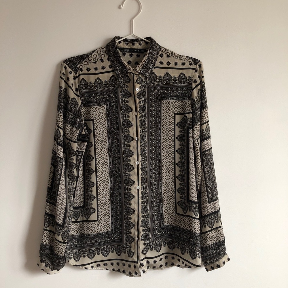 Zara Silky Paisley Blouse size S